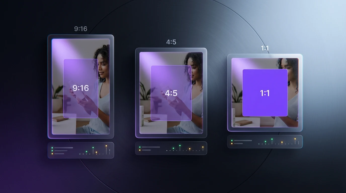 Multi-format export — 9:16, 4:5, 1:1 video formats for Meta and TikTok ads